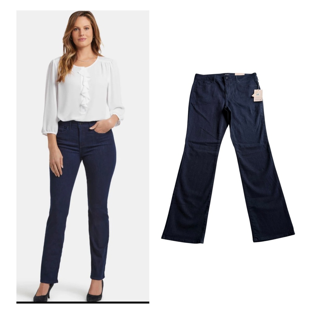 NYDJ Marilyn Straight Leg Jeans Women’s Blue Size 12 Stretch NWT 32”L Lift Tuck